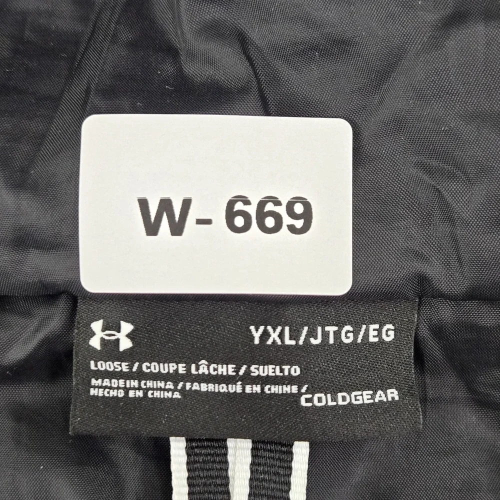 Under Armour Boys Jacket YXL‎ Black Colorblock Coldgear Activewear Puffer Logo